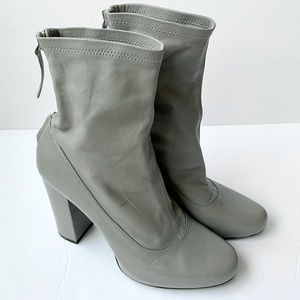 Zara Light Gray Sock Style Leather Ankle Bootie